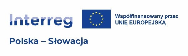 Logotyp programu Interreg Polska–Słowacja oraz flaga Unii Europejskiej z napisem: »Współfinansowany przez Unię Europejską