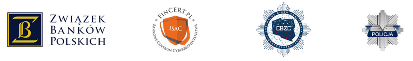 Cztery logotypy przedstawiające r&oacute;żne instytucje lub organizacje. Po lewej logo z literami 