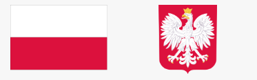 Grafika przedstawia flagę Rzeczypospolitej Polskiej po lewej stronie oraz godło Polski – biały orzeł w złotej koronie na czerwonym tle – po prawej stronie.