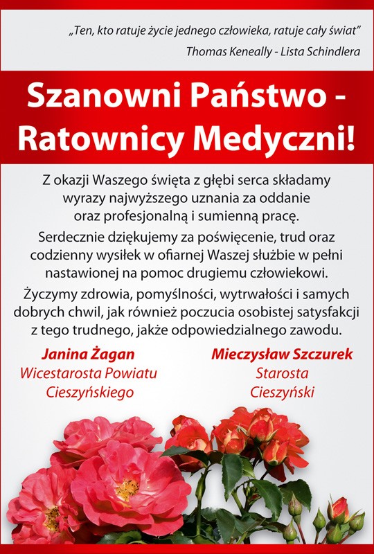 Życzenia dla Ratownik&oacute;w Medycznych 