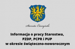 Informacja o pracy Starostwa, PZDP, PCPR i PUP w okresie świąteczno-noworocznym
