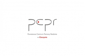 Na środku białego tła znajduje się logo PCPR.