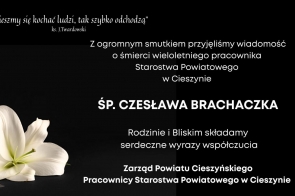 Na czarnym tle treść kondolencji
