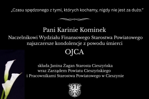 Kondolencje-biały tekst na czarnym tle.