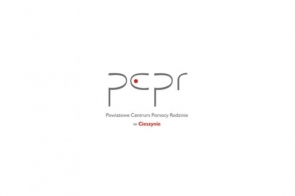 Logo Powiatowego Centrum Pomocy Rodzinie w Cieszynie szary napis