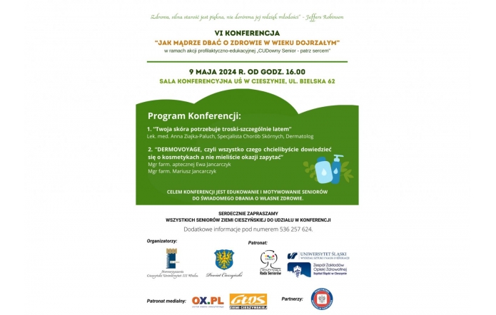 Plakat-Konferencja "Jak mądrze dbać o zdrowie w wieku dojrzałym"