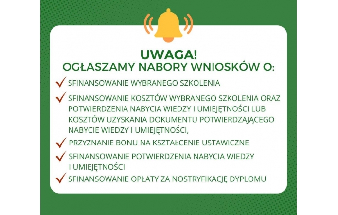 Plakat informujący o możiwościach dofinansowań
