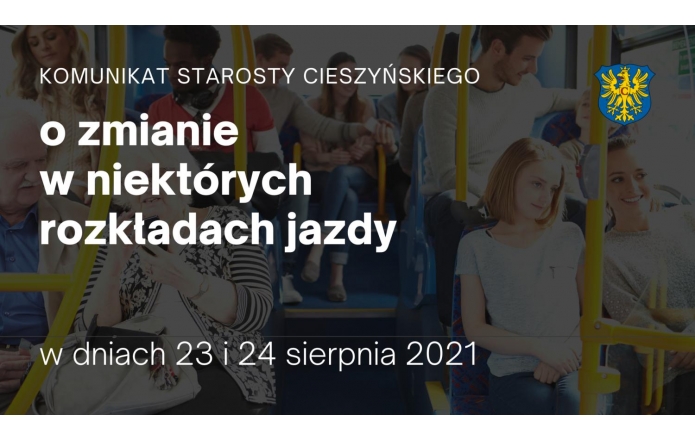 Komunikat o zmianie w niektórych rozkładach jazdy w dniach 23 i 24 sierpnia 2021