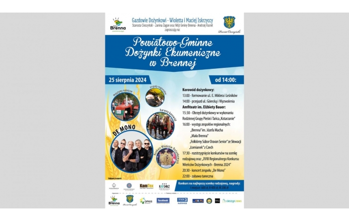 Plakat - Powiatowo-Gminne Dożynki Ekumeniczne w Brennej